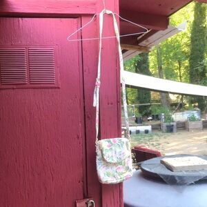 White and Pink Floral Crossbody Bag